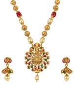 Beautiful  gold tone temple jewellery necklace set with laxmi mata