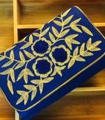Embroidred Raw silk fabric clutch