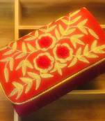 Embroidred Raw silk fabric clutch