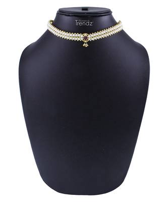 Traditional Handmade White Color Thushi Jewellery Necklace/Haar For Womens 1