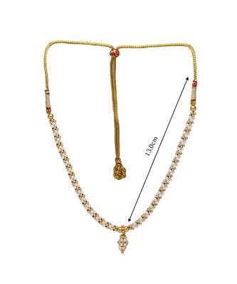 Traditional Handmade Jewellery White And Golden Crystal Golden Pendal Alloy Necklace For Womens And Girls 3