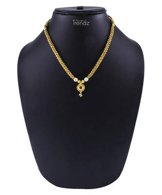 Traditional Handmade Gold Plated Jewellery Red Crystal Pendal Alloy Necklace For Womens 1
