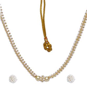 Traditional Handmade White Crystal Jewellery Necklace And Earring Set For Womens And Girls 2