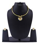 Traditional Handmade Thushi And White Crystal Pendal Jewellery Necklace And Earring Set For Womens And Girls