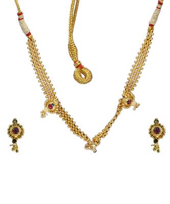 Traditional Handmade 24K Gold Plated Jewellery Short Necklace/Haar And Earring Set For Women And Girls 2