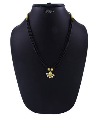 Traditional Handmade White Crystal 24K Gold Plated Mangalsutra Necklace For Womens 1