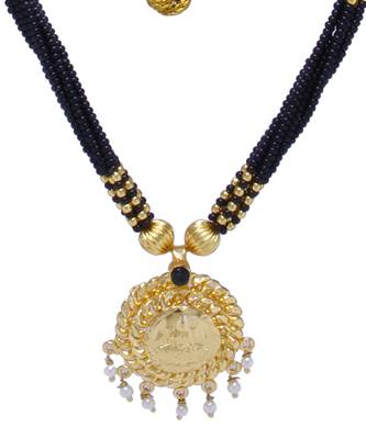 Handmade Traditional 24K Gold Plated Jewellery Laxmi Pendal Mangalsutra For Womens 2
