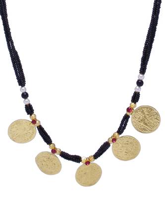 Handmade Traditional Gold Plated Ethnic Five Laxmi Pendal Jewellery Mangalsutra For Womens 2