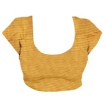 Mustard printed khadi saree with blouse 3
