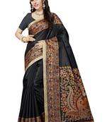 Black Printed Khadi Saree With Blouse
