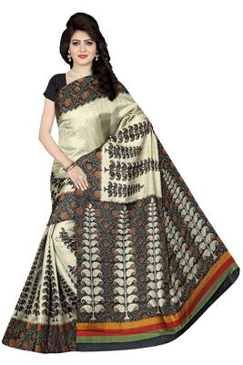 Black Printed Manipuri Silk Saree With Blouse 1