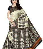 Black Printed Manipuri Silk Saree With Blouse