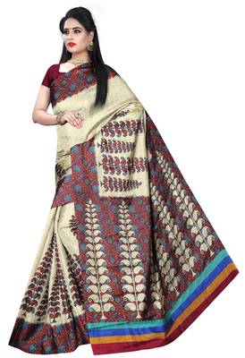 Maroon Printed Manipuri Silk Saree With Blouse 1