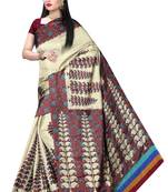 Maroon Printed Manipuri Silk Saree With Blouse