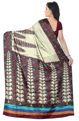 Maroon Printed Manipuri Silk Saree With Blouse 2
