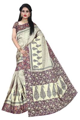 Rani Pink Printed Manipuri Silk Saree With Blouse 1