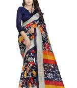 Blue printed bhagalpuri saree with blouse