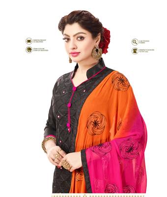  Women Black embroidery Pure Cotton Mirror Work salwar suits with dupatta   2