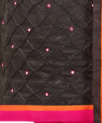  Women Black embroidery Pure Cotton Mirror Work salwar suits with dupatta   3