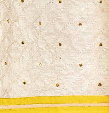  Women White embroidery Pure Cotton Mirror Work Designer salwar suit Material 3