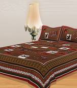 Multicolor Indian Traditional Style Cotton Doli  Print Bed Sheets & Pillow Covers