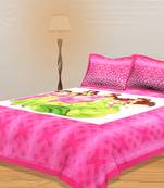 Multicolor Indian Traditional Style Cotton Barbie Doll Print Bed Sheets & Pillow Covers