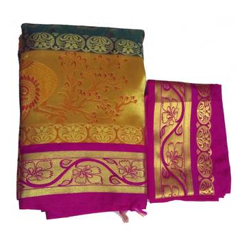 Multicolor woven silk saree with blouse 1