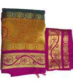 Multicolor woven silk saree with blouse