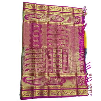 Multicolor woven silk saree with blouse 2