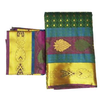 Multicolor woven silk saree with blouse 1