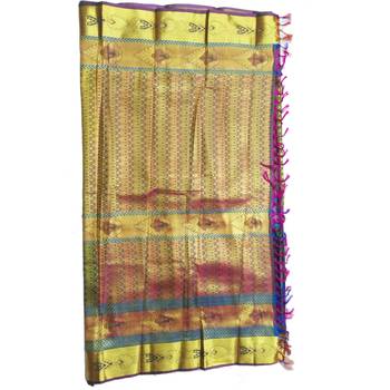 Multicolor woven silk saree with blouse 2