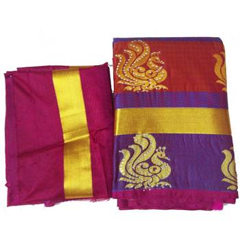 Multicolor woven silk saree with blouse 1