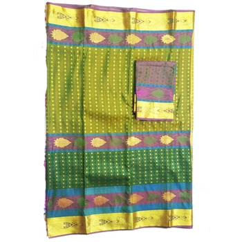 Multicolor woven silk saree with blouse 4