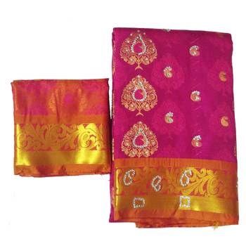 Multicolor woven silk saree with blouse 1