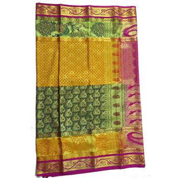 Multicolor woven silk saree with blouse 3