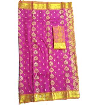 Multicolor woven silk saree with blouse 4