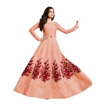 Peach Dupion Dupion semi_stitched anarkali ethnic-suits 1