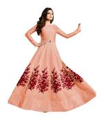 Peach Dupion Dupion semi_stitched anarkali ethnic-suits