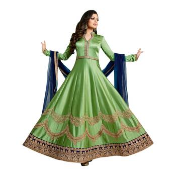 Green Dupion Dupion semi_stitched anarkali ethnic-suits 1