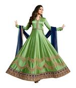 Green Dupion Dupion semi_stitched anarkali ethnic-suits
