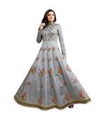 Grey Dupion Dupion semi_stitched anarkali ethnic-suits