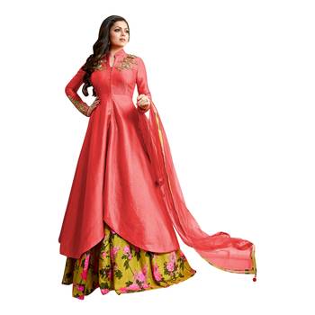 Peach crepe Dupion semi_stitched palazzo ethnic-suits 1