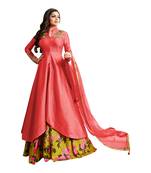 Peach crepe Dupion semi_stitched palazzo ethnic-suits