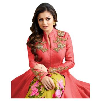 Peach crepe Dupion semi_stitched palazzo ethnic-suits 3