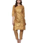 Beige printed cotton-kurtis