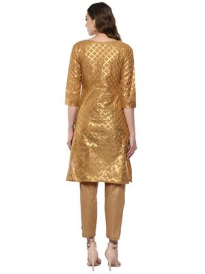Beige printed cotton-kurtis 3