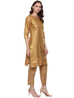 Beige printed cotton-kurtis 4