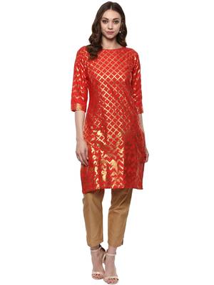 Red printed cotton-kurtis 1