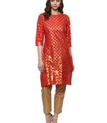 Red printed cotton-kurtis