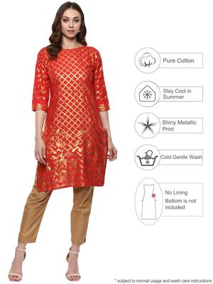 Red printed cotton-kurtis 2